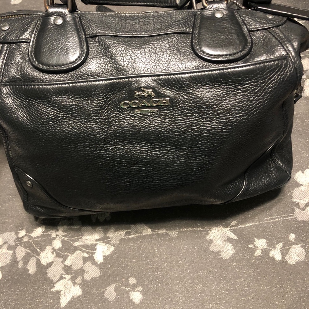Coach Black Leather Satchel with Crossbody Strap - Picture 5 of 16